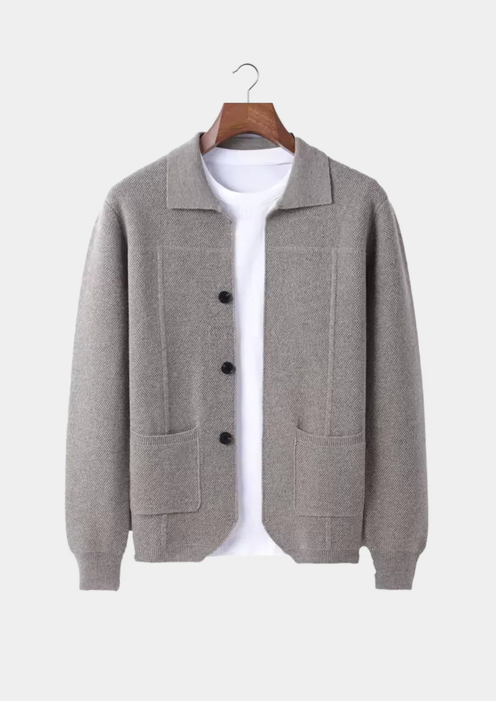 OVERSHIRT VAN ZUIVERE EXTRA FIJNE MERINOWOL MET KNOPEN