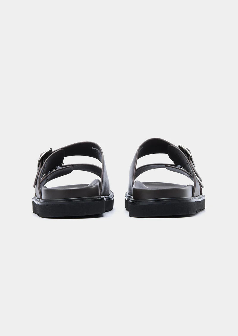 DOUBLE BUCKLE RESORT SANDAL - Dark Brown