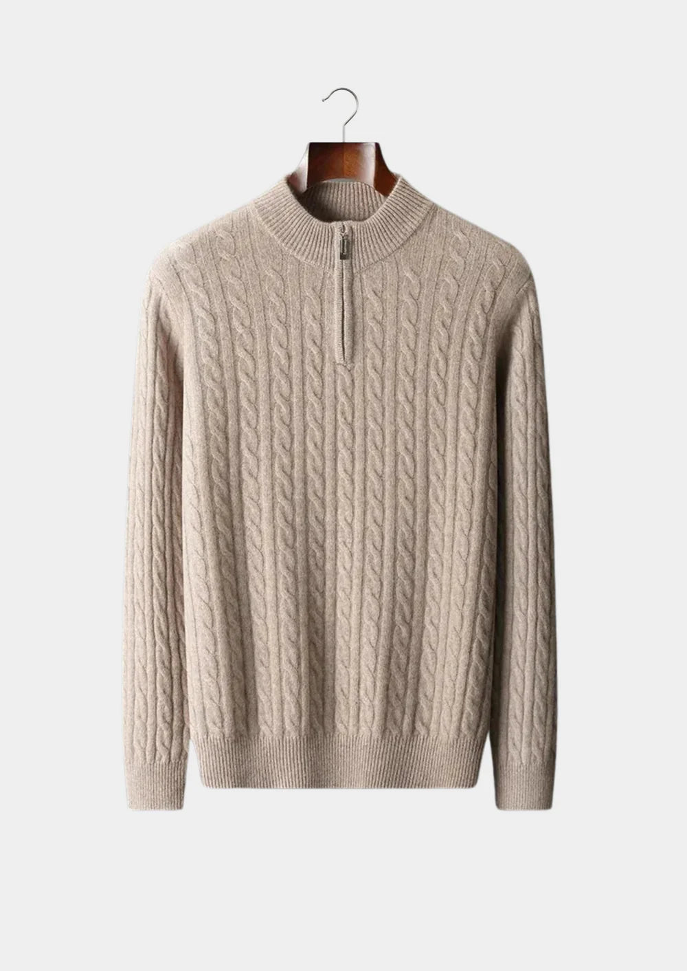 ZUIVERE EXTRA FIJNE MERINO WOL KABEL HALVE RITSSLUITING