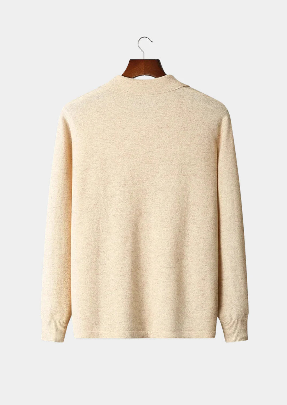 POLO CARDIGAN VAN ZUIVERE EXTRA FIJNE MERINOWOL