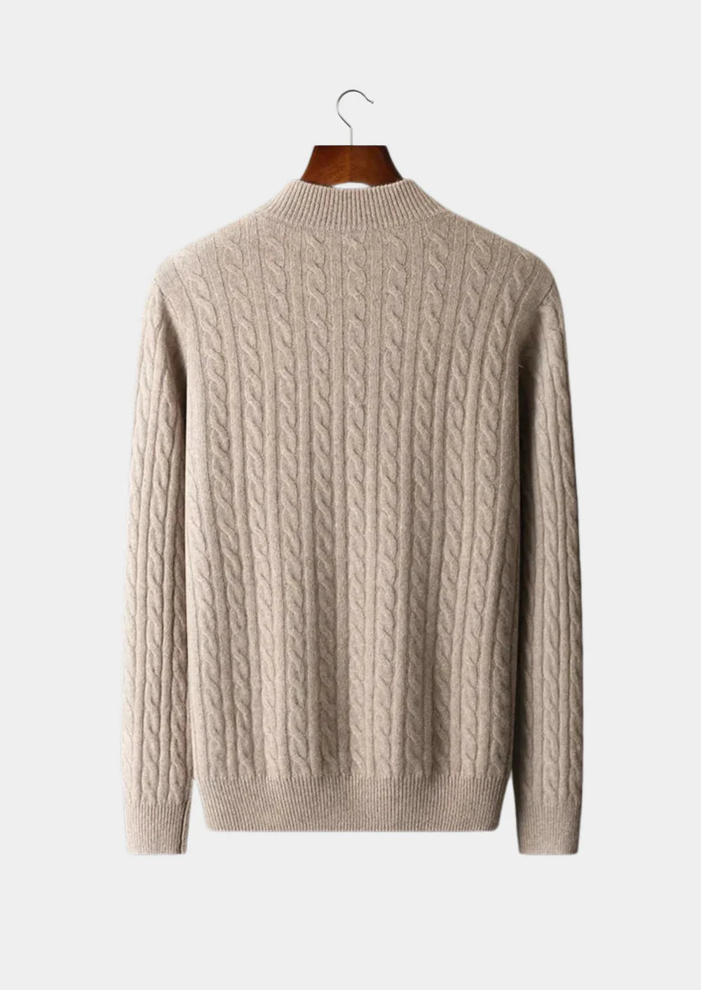 ZUIVERE EXTRA FIJNE MERINO WOL KABEL HALVE RITSSLUITING