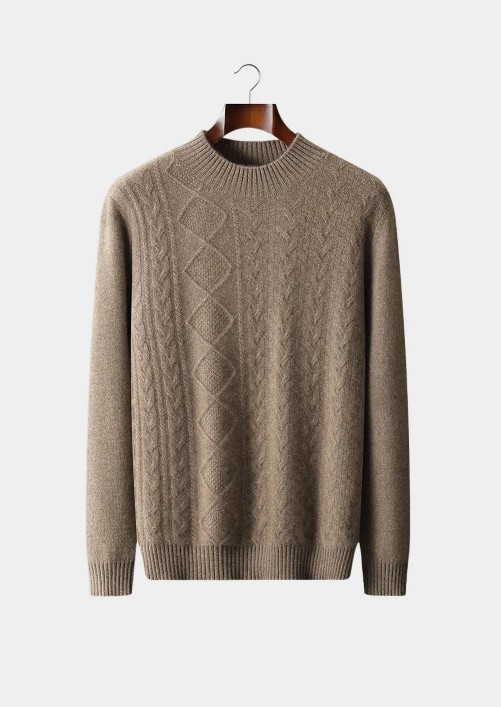 ZUIVERE EXTRA FIJNE MERINOWOL JACQUARD MOCKNECK