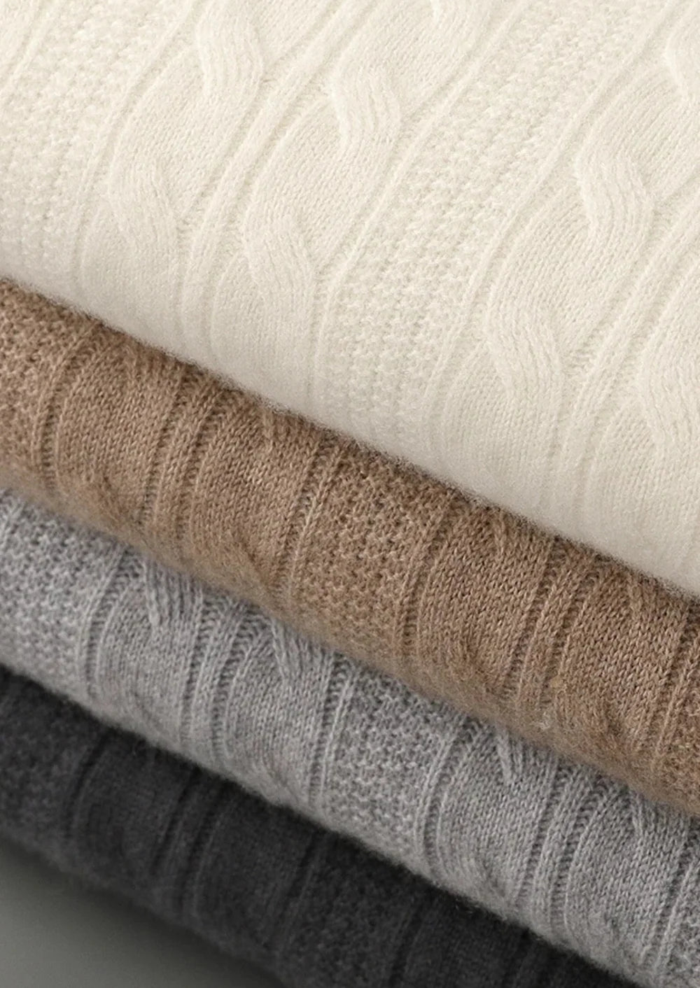 PURE EXTRA FIJNE MERINO WOL KABEL CREWNECK