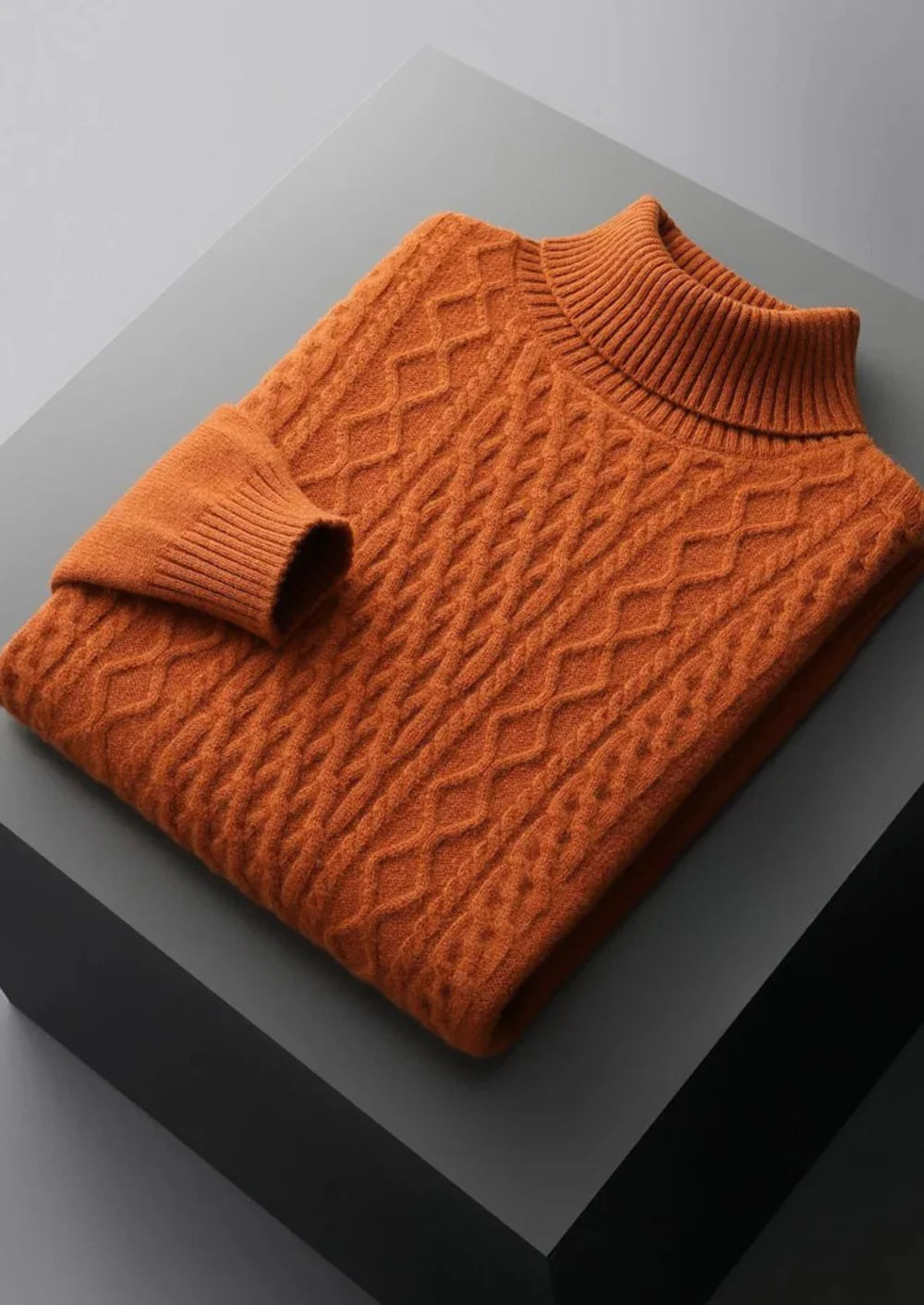 PULL À COL ROULÉ D'HIVER EN PURE LAINE MÉRINOS EXTRA-FINE