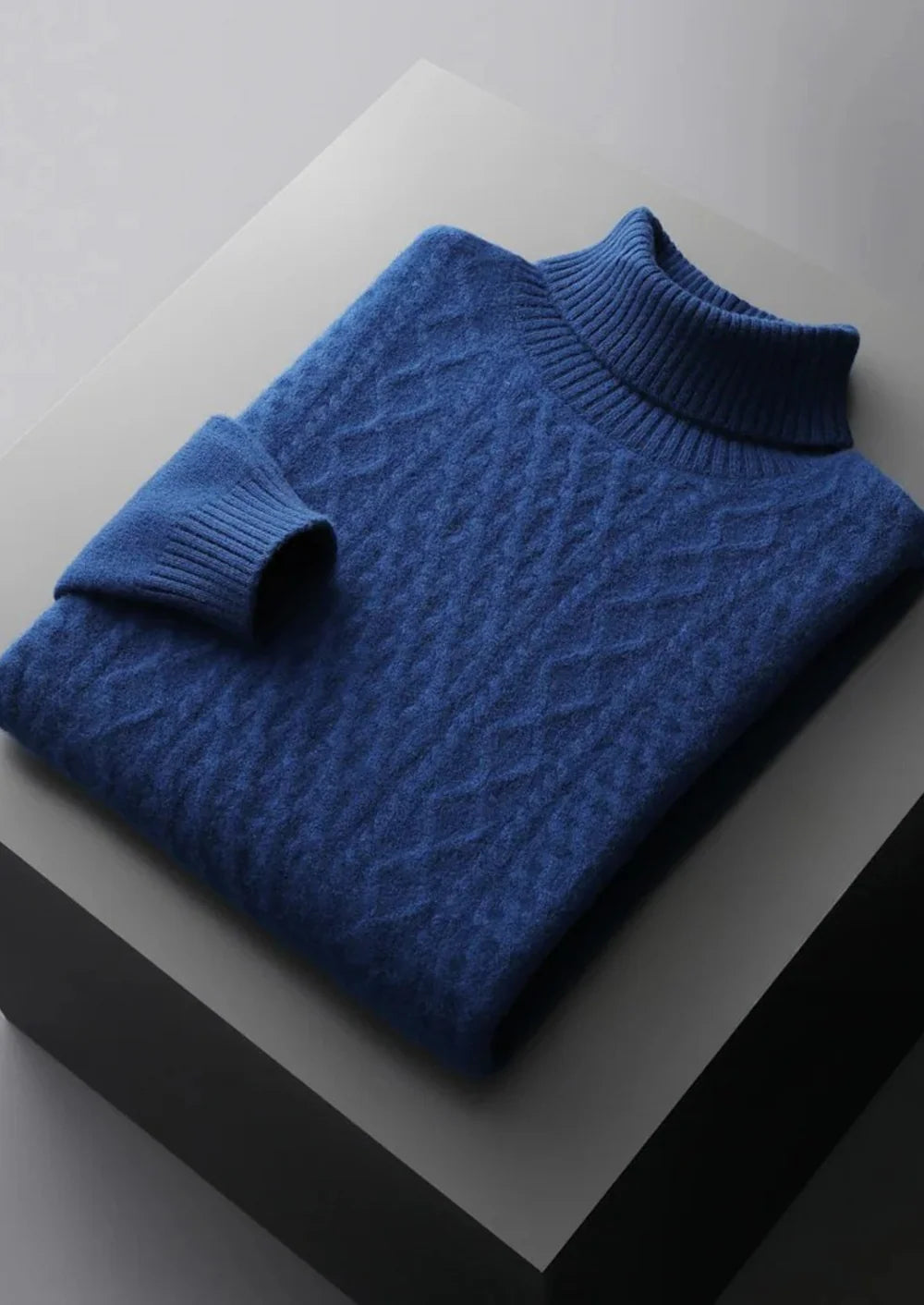 PULL À COL ROULÉ D'HIVER EN PURE LAINE MÉRINOS EXTRA-FINE