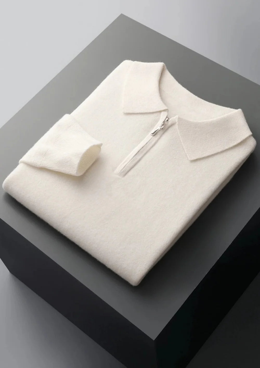 PURE EXTRA FIJNE MERINO WOL POLO MET HALVE RITS