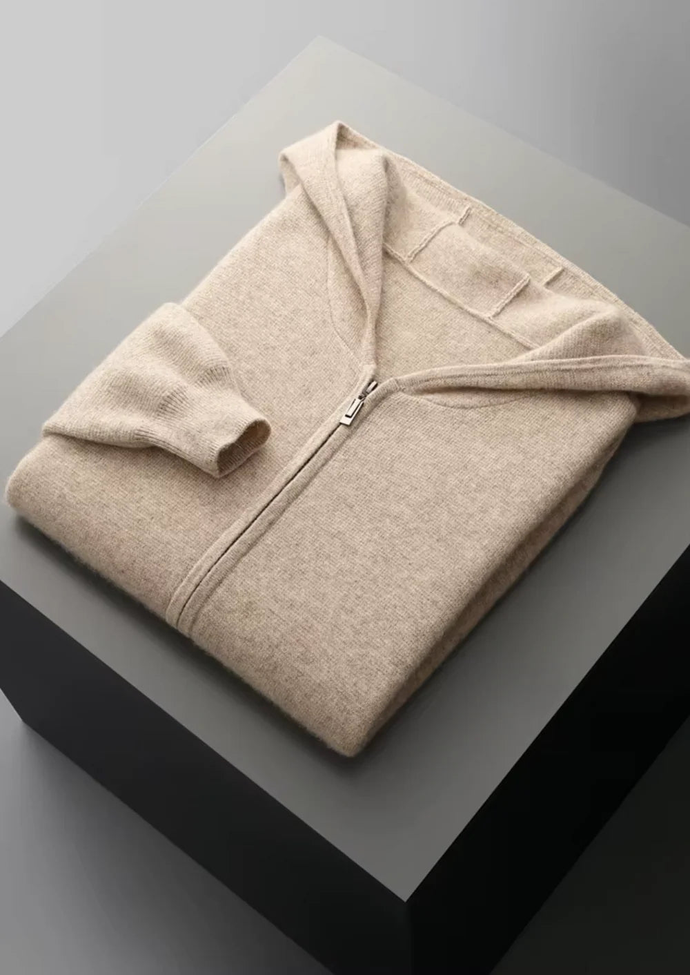 SWEAT À CAPUCHE ZIPPÉ EN LAINE MÉRINOS EXTRA-FINE PURE