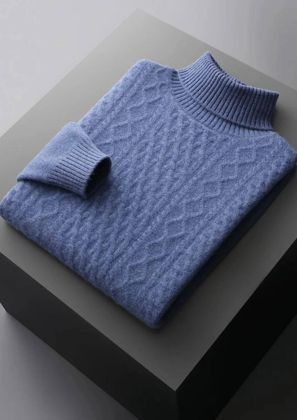 PULL À COL ROULÉ D'HIVER EN PURE LAINE MÉRINOS EXTRA-FINE