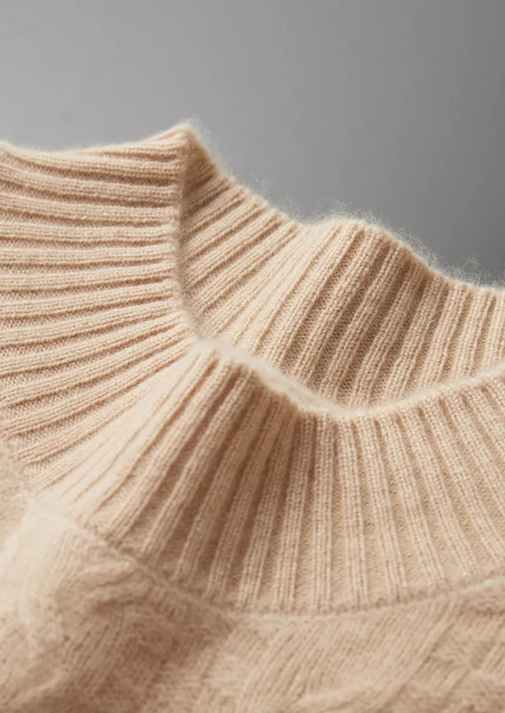 ZUIVERE EXTRA FIJNE MERINOWOL JACQUARD MOCKNECK