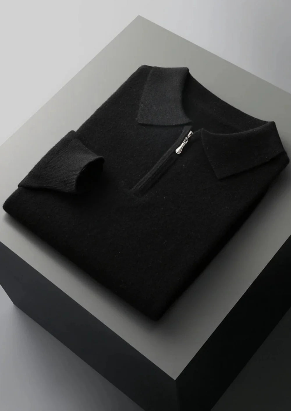 PURE EXTRA FIJNE MERINO WOL POLO MET HALVE RITS
