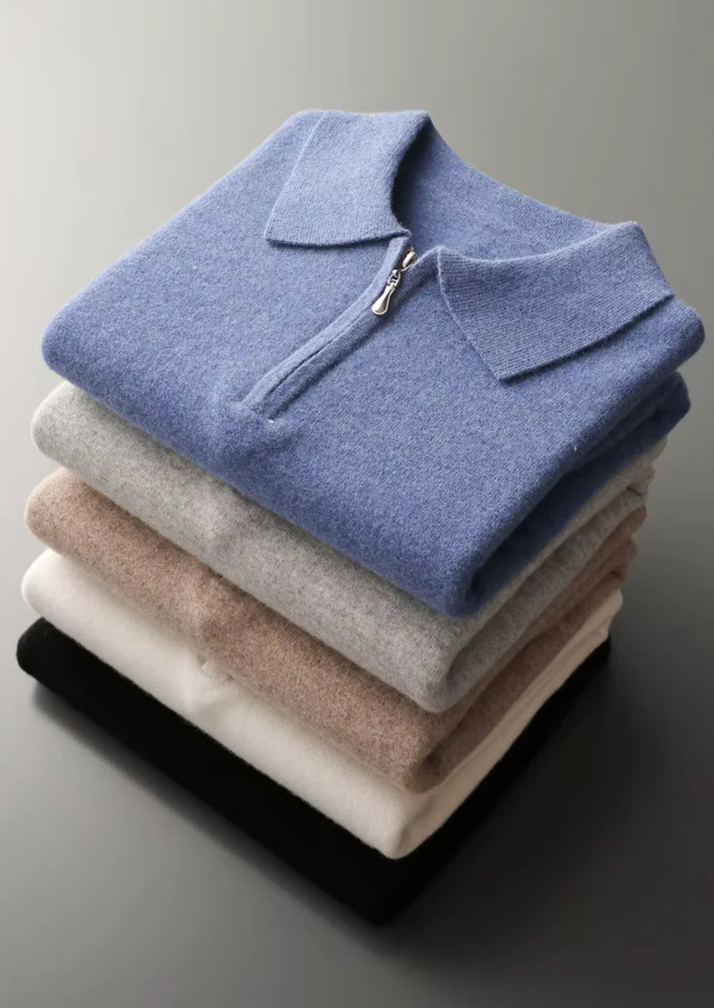PURE EXTRA FIJNE MERINO WOL POLO MET HALVE RITS