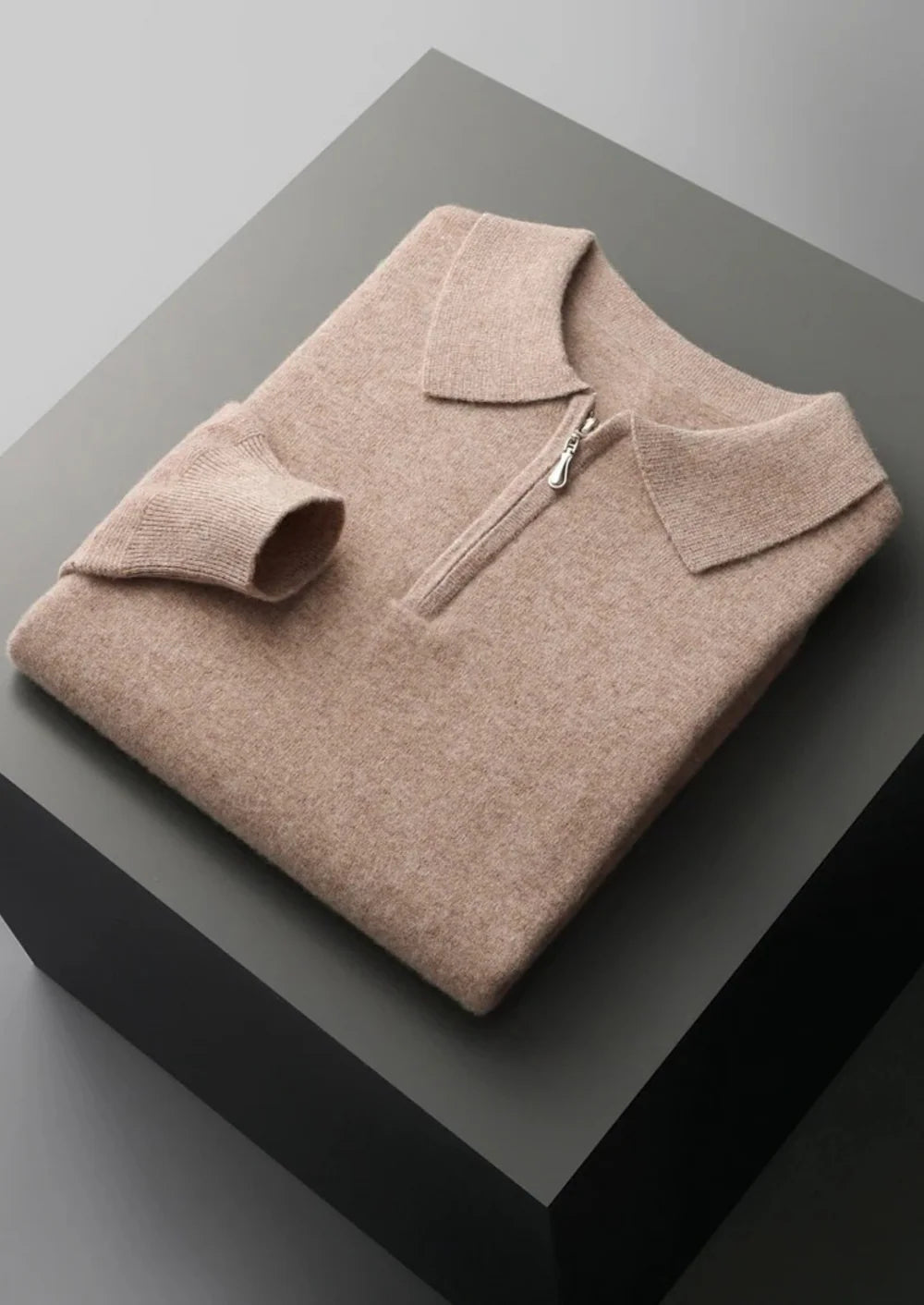 PURE EXTRA FIJNE MERINO WOL POLO MET HALVE RITS