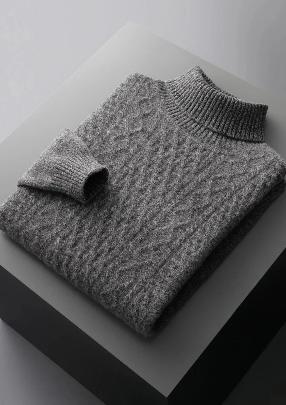 PULL À COL ROULÉ D'HIVER EN PURE LAINE MÉRINOS EXTRA-FINE