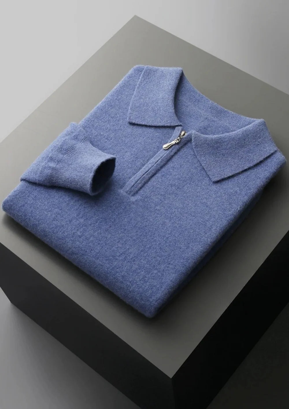 PURE EXTRA FIJNE MERINO WOL POLO MET HALVE RITS