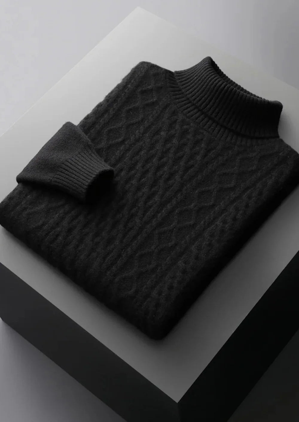 PULL À COL ROULÉ D'HIVER EN PURE LAINE MÉRINOS EXTRA-FINE