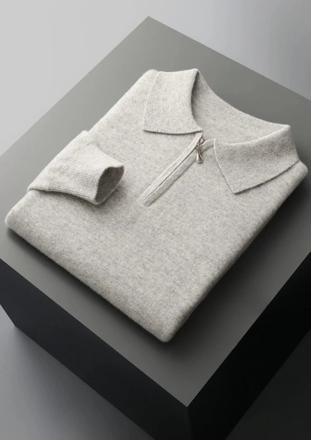PURE EXTRA FIJNE MERINO WOL POLO MET HALVE RITS