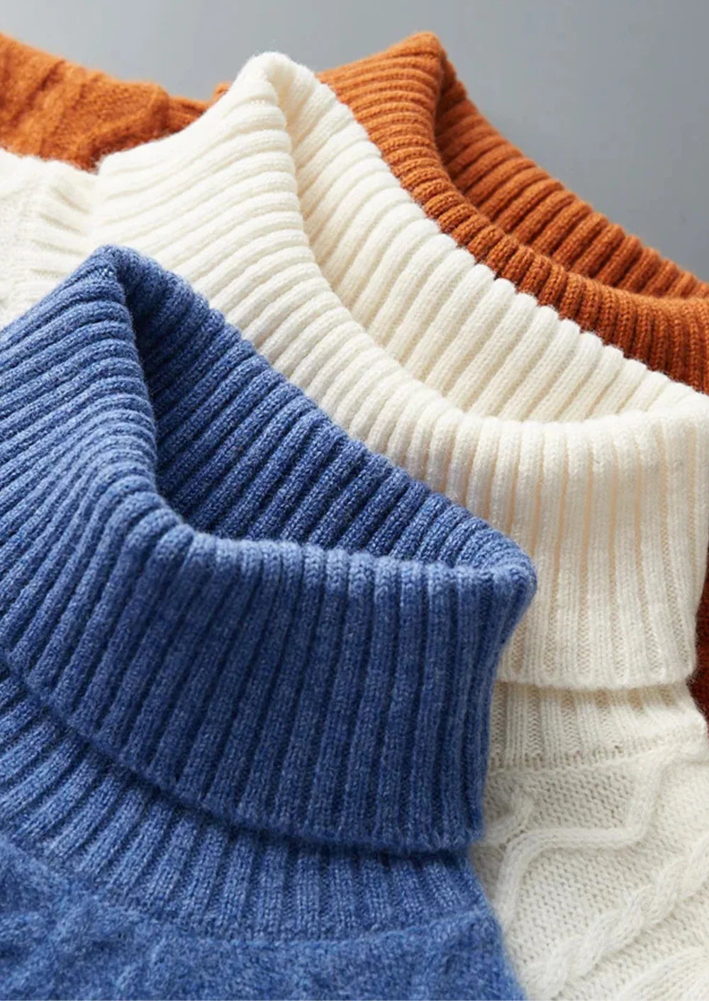 PULL À COL ROULÉ D'HIVER EN PURE LAINE MÉRINOS EXTRA-FINE