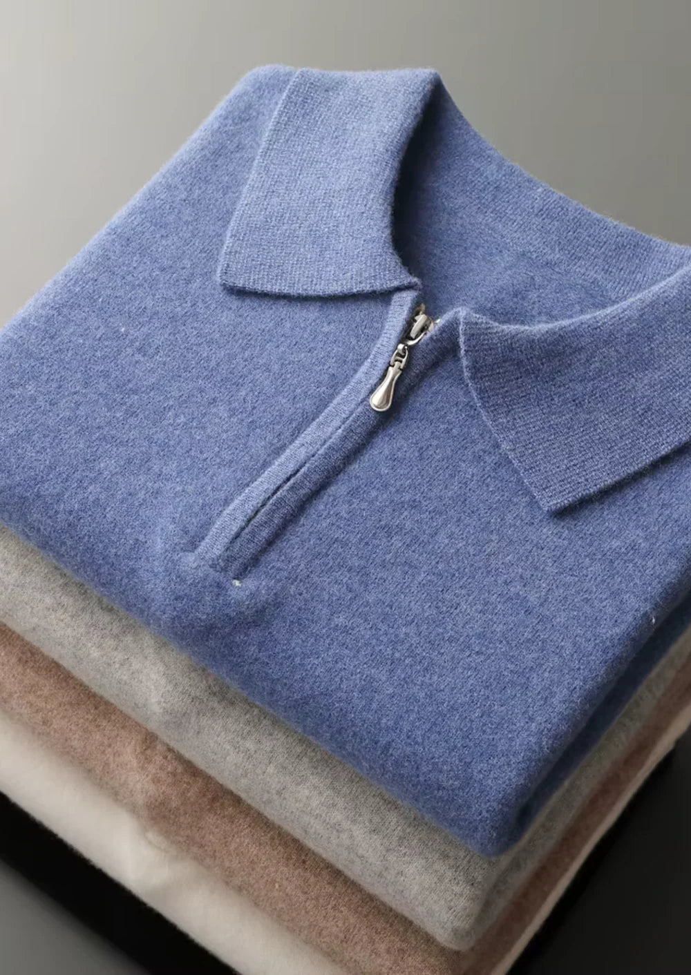 PURE EXTRA FIJNE MERINO WOL POLO MET HALVE RITS