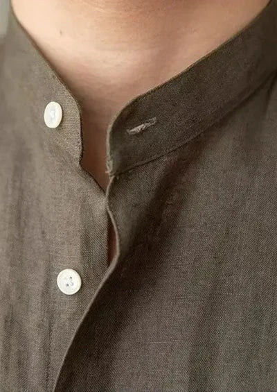 CHEMISE EN LIN BORD DE MER BRUNELLO - Olive