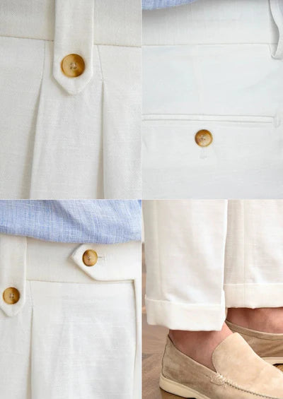 Pantalon côte plissé Napoli - Blanc