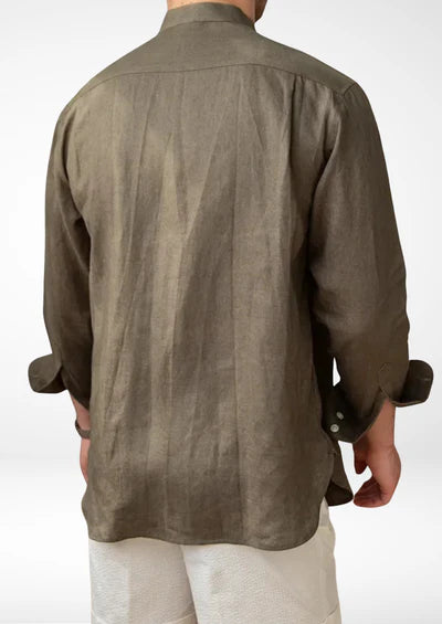 BRUNELLO SEASIDE LINNEN SHIRT - Olijfgroen