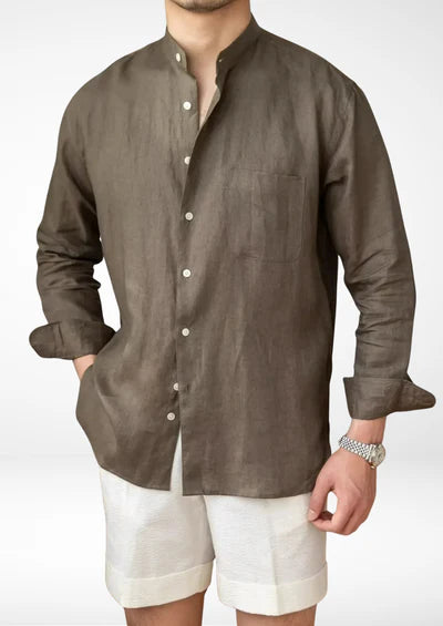 BRUNELLO SEASIDE LINNEN SHIRT - Olijfgroen