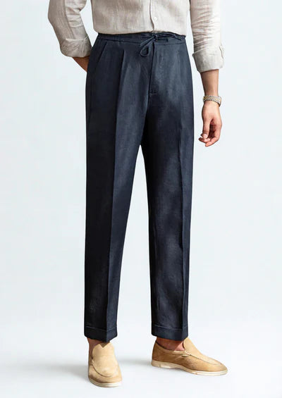 KUSTBROEK MET TREKKOORD - Marineblauw