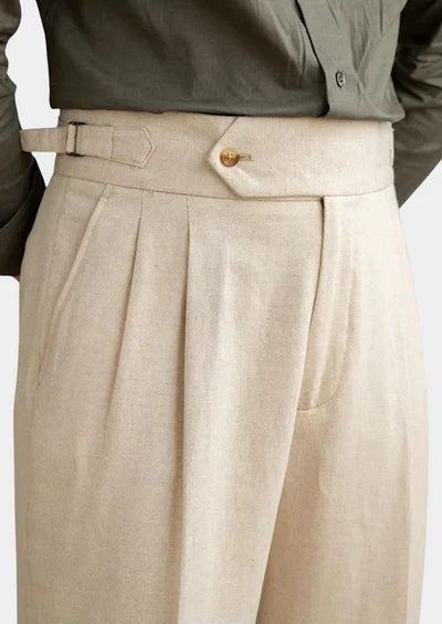 PANTALON PLISSÉ CÔTIER CAGLIARI - Sable