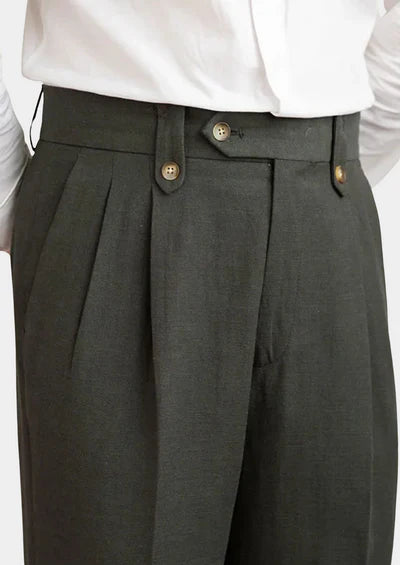 PANTALON PLISSÉ CÔTIER NAPOLI - Olive