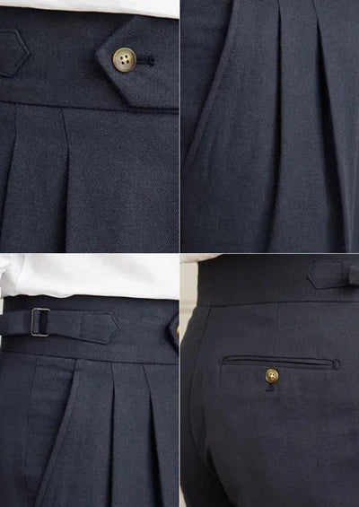 CAGLIARI GEPLOOIDE KUSTBROEK - Marineblauw