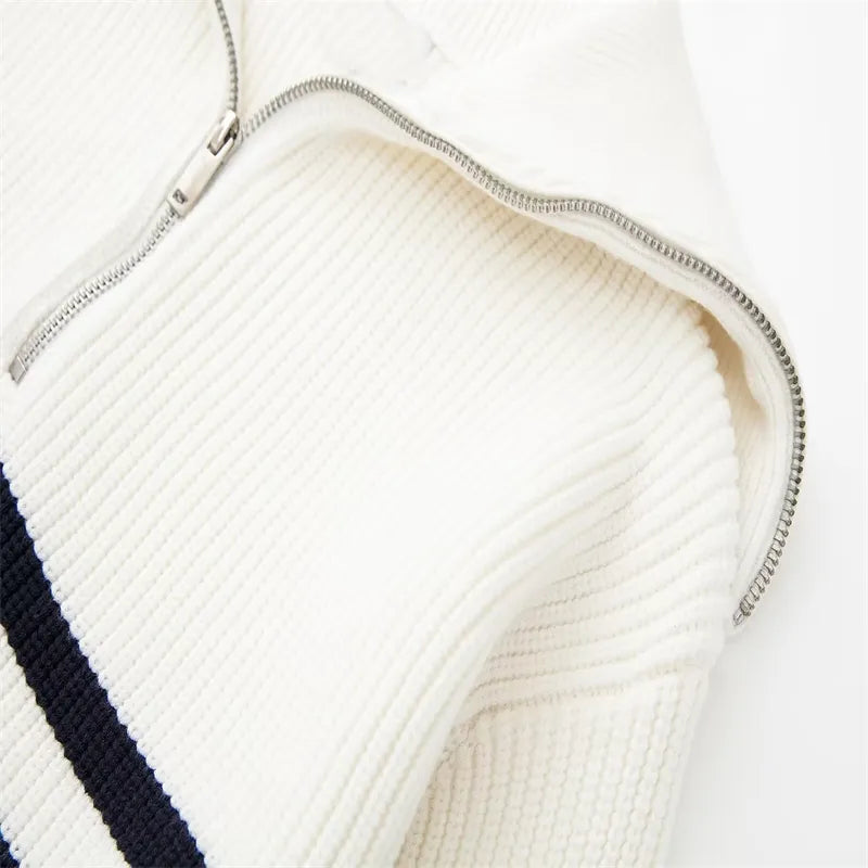 Modaura™ | Striped Zip Up Sweater