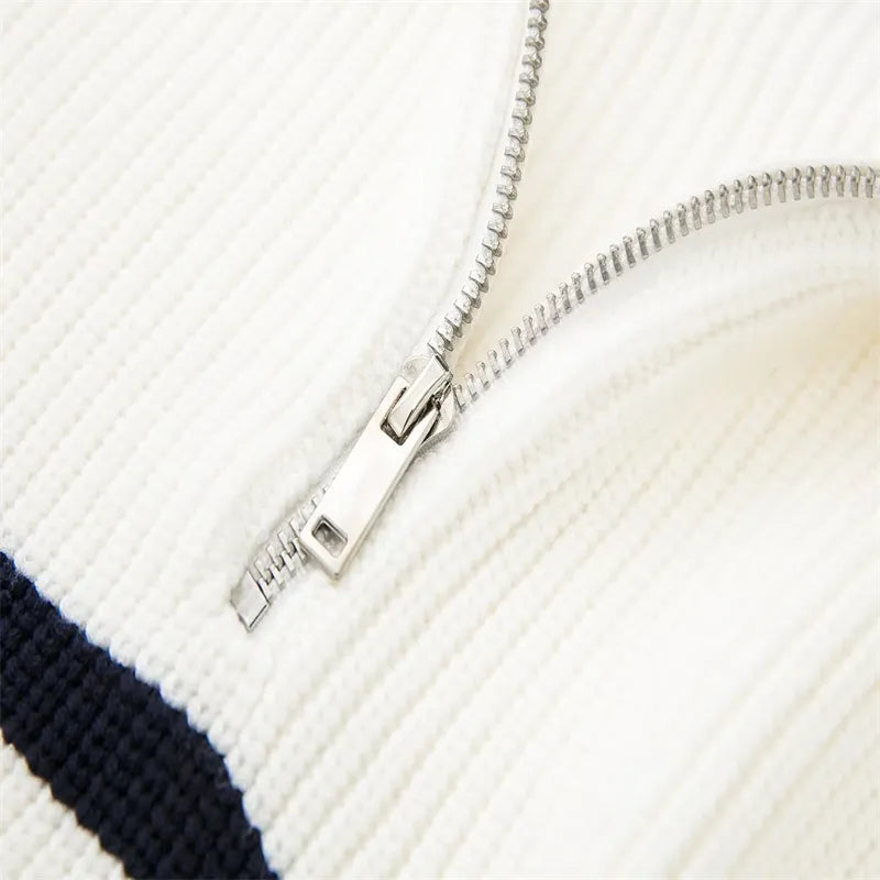 Modaura™ | Striped Zip Up Sweater