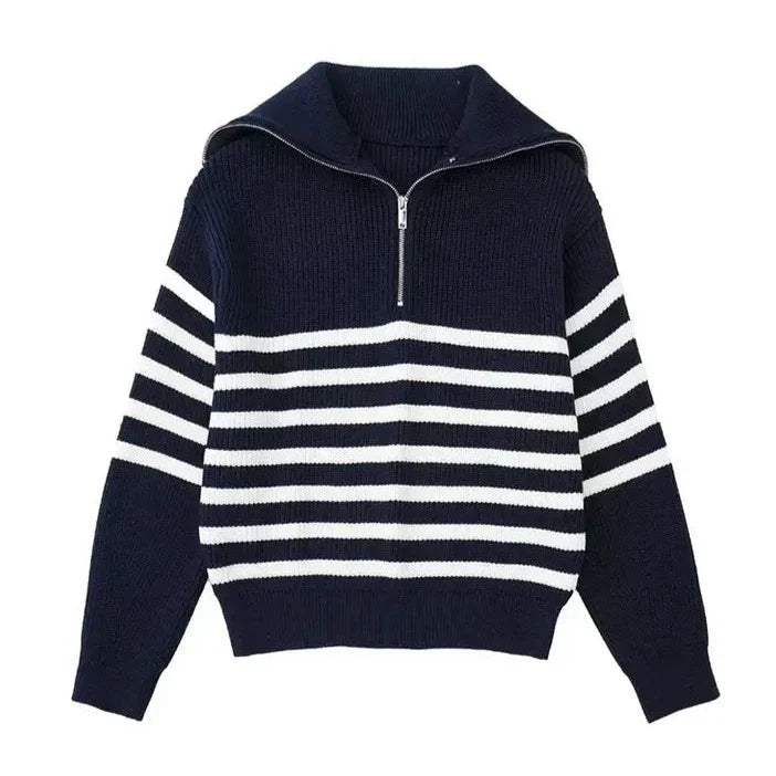 Modaura™ | Striped Zip Up Sweater