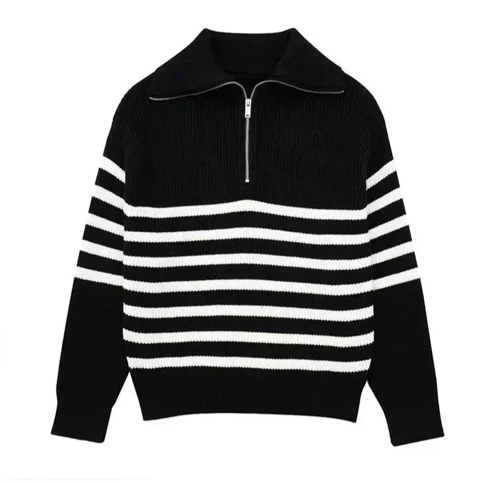 Modaura™ | Striped Zip Up Sweater