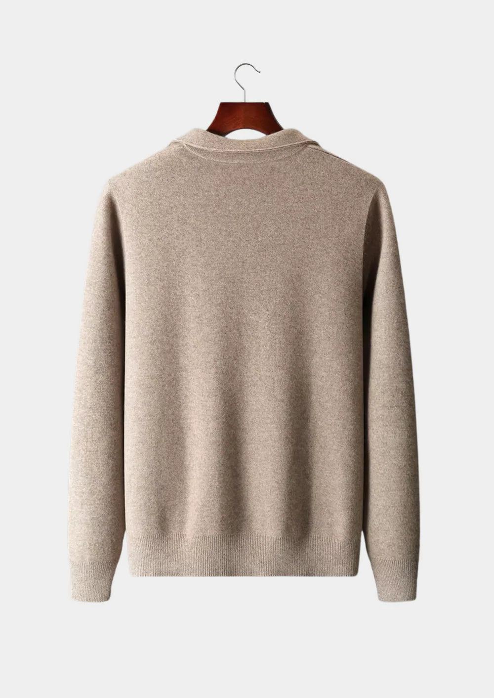 POLO CARDIGAN MET RITS EN ZUIVERE EXTRA FIJNE MERINOWOL