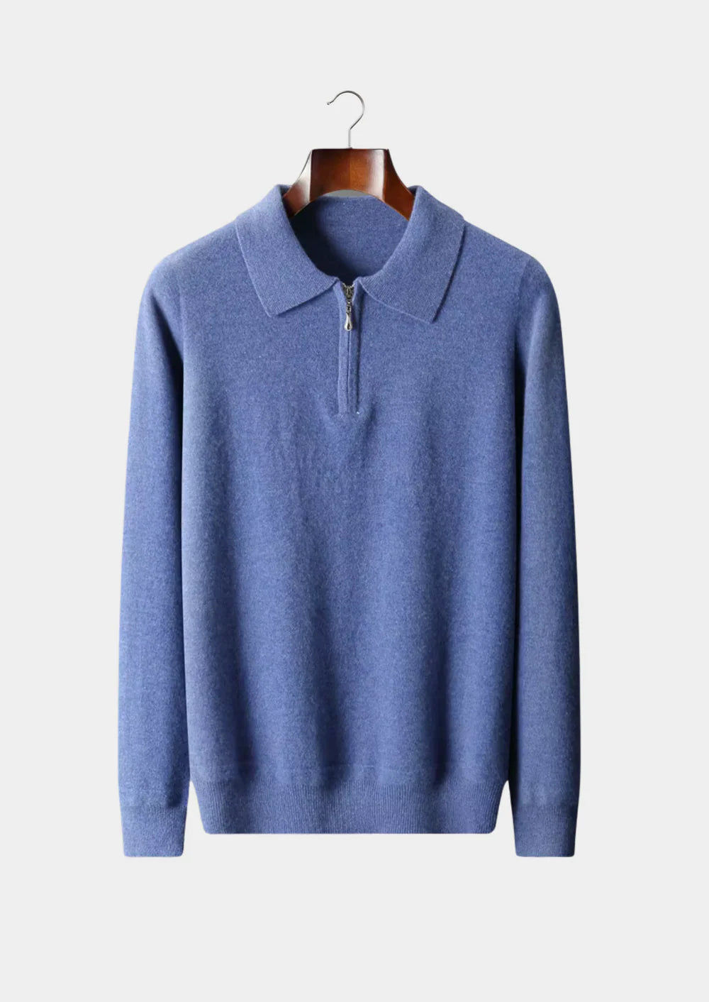 PURE EXTRA FIJNE MERINO WOL POLO MET HALVE RITS