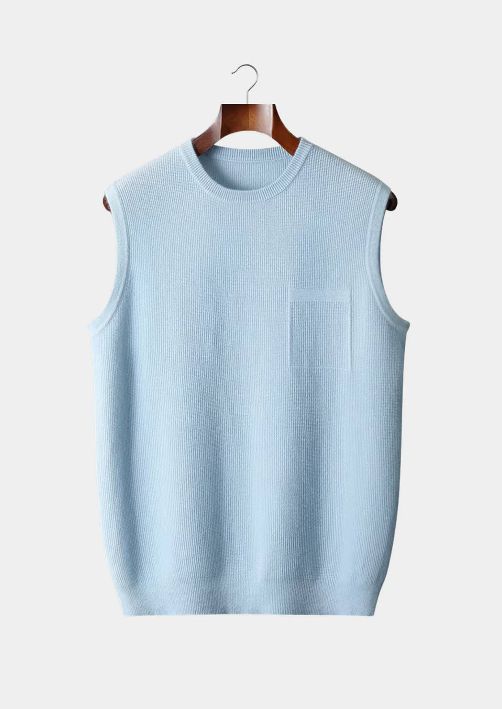 Zuivere extra fijne merinowol ronde hals vest