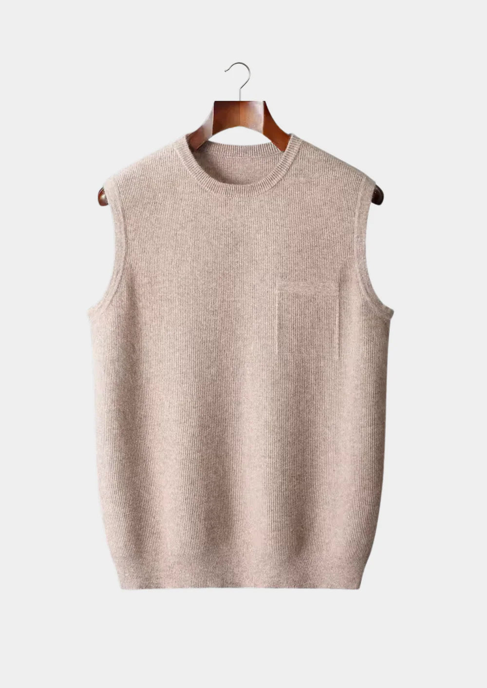 Zuivere extra fijne merinowol ronde hals vest